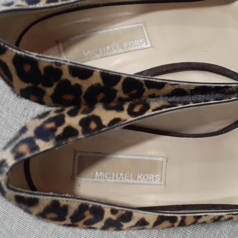 Micheal Michael Kors leopard open toe slipon  heel shoe size 7.5M - Picture 6 of 12
